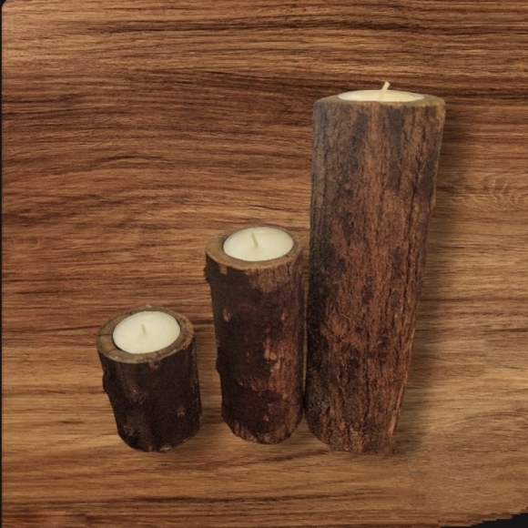Handmade Wooden Tea light Candle Holders - Picture 1 of 3